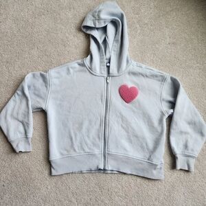 Kids, Old Navy, Light Blue Hoodie with Fuzzy Pink Heart